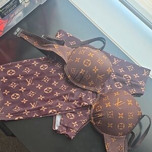 Designer Brown and Gold Bikini Set